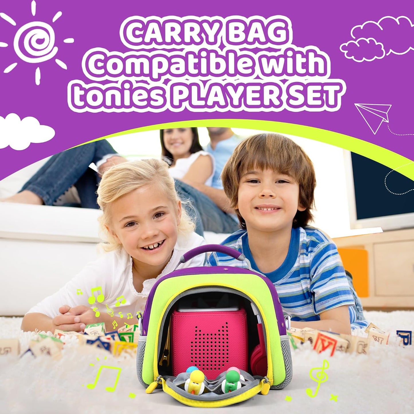 Bright TATAVR carrying bag for Toniebox with compartments for toys and accessories