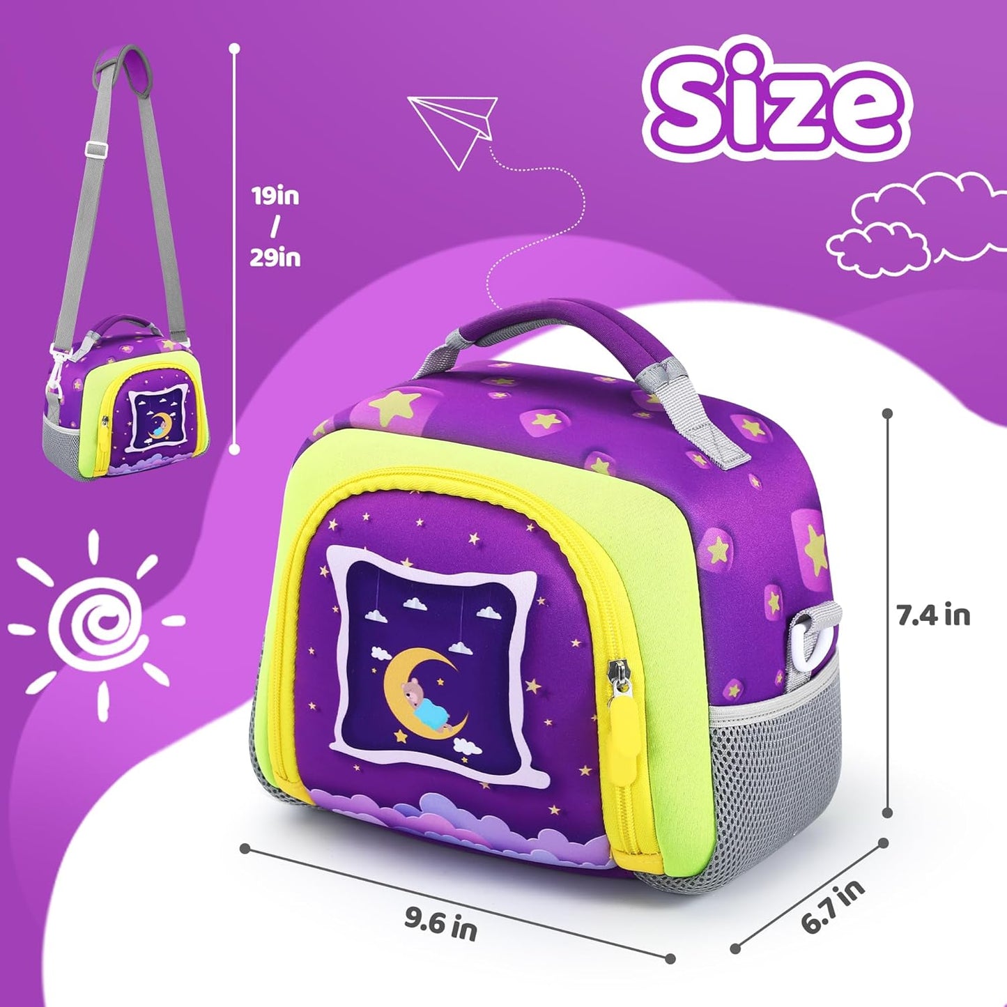 Vibrant TATAVR carrying bag for Toniebox with adjustable strap and playful design