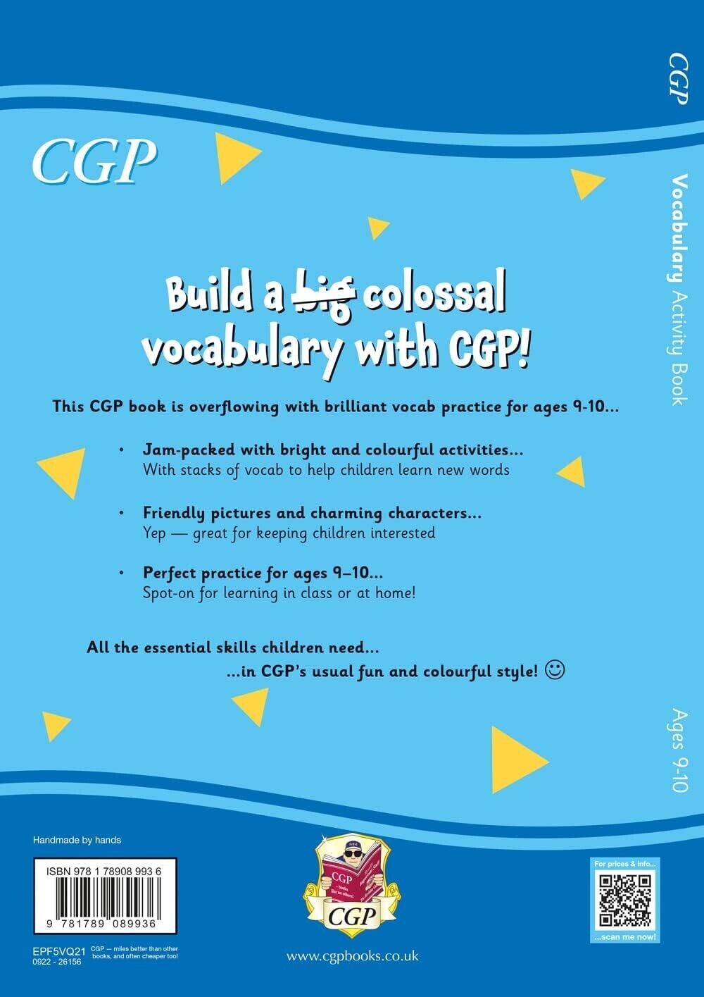 CGP vocabulary activity book age 9-10 with colorful design and engaging vocab practice for children