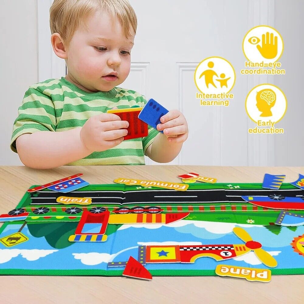 Okooko vehicle puzzle set for kids featuring colourful pieces for interactive learning and hand-eye coordination