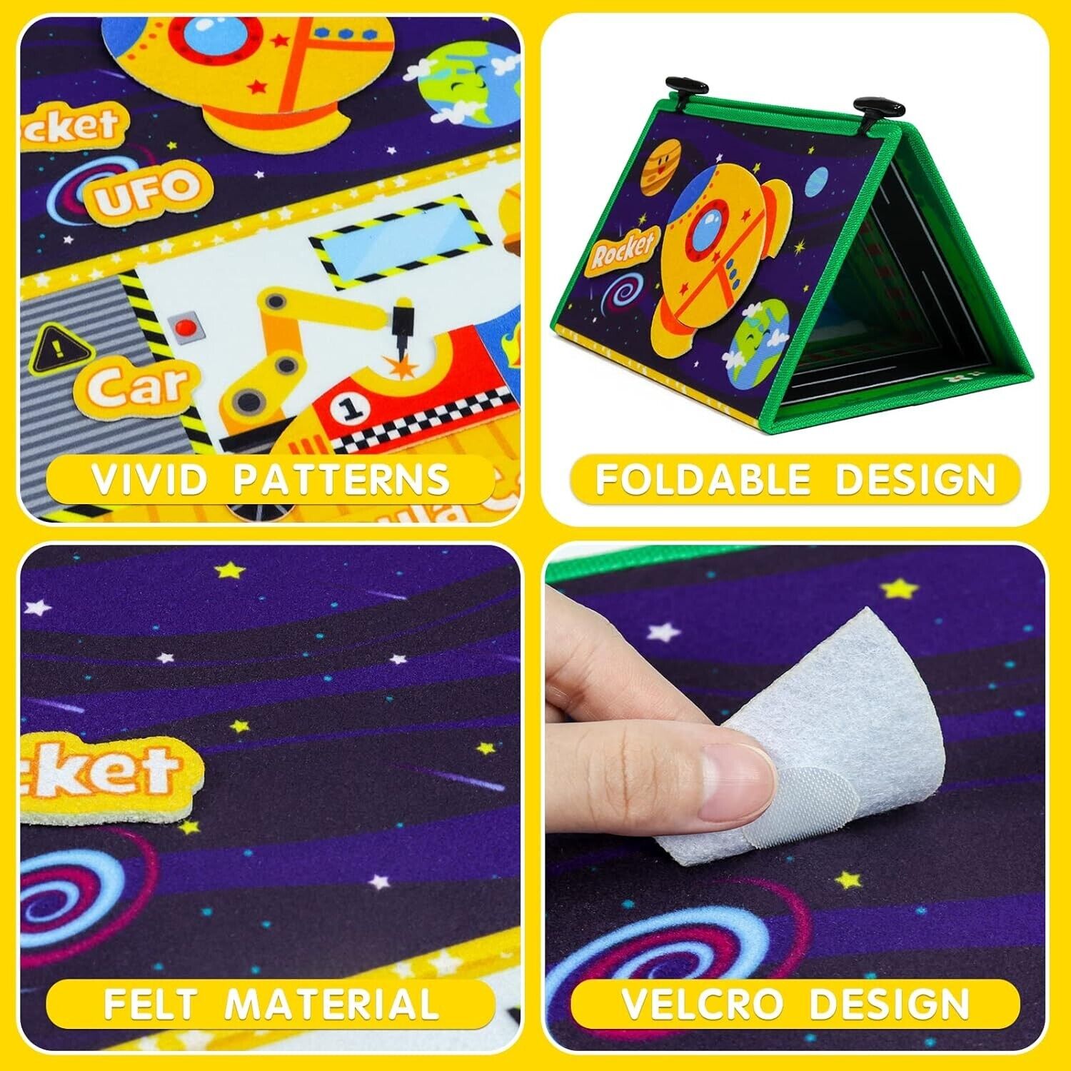 Okooko vehicle puzzle set for kids featuring vibrant patterns and a foldable design for easy play