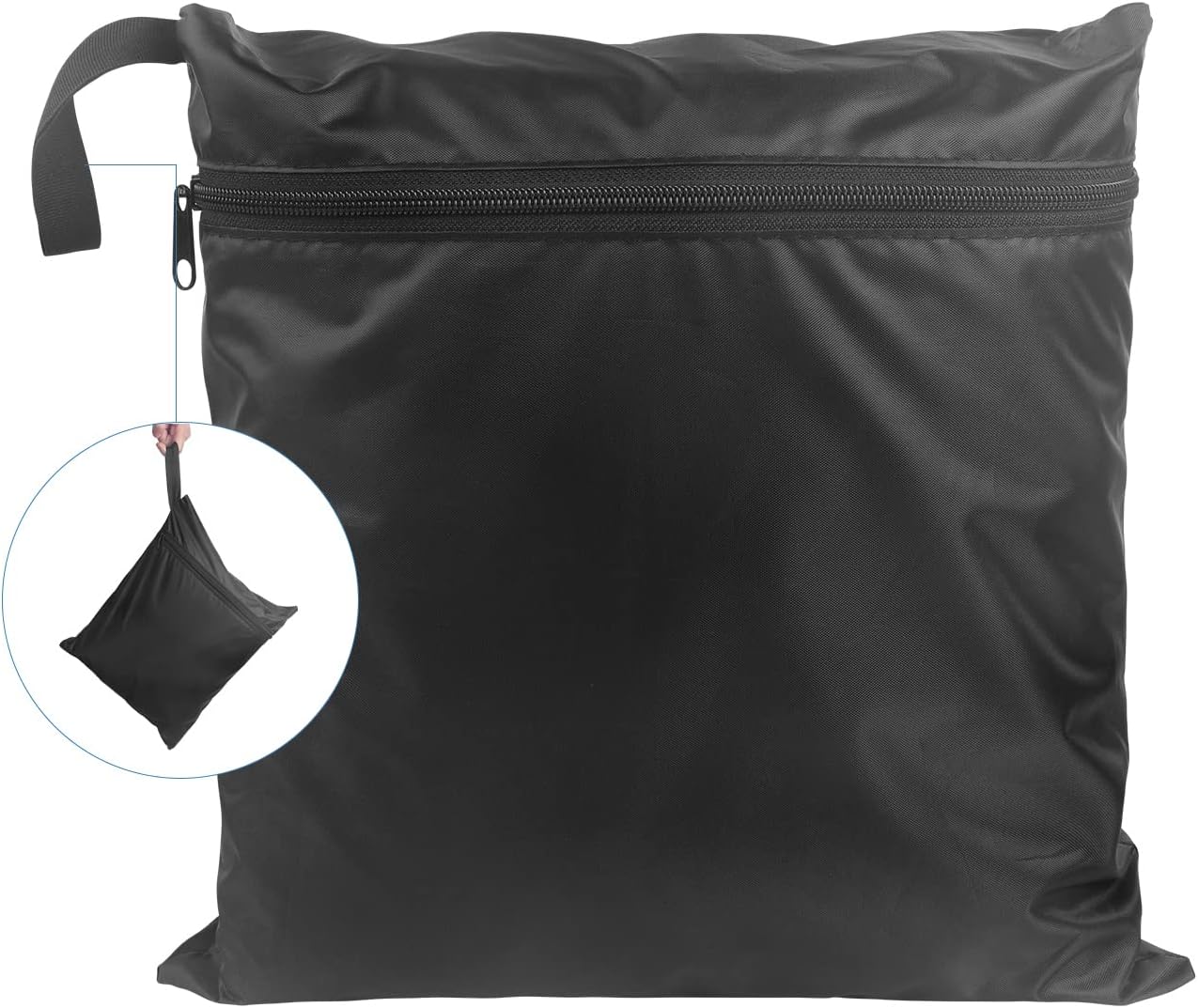 VANSHEIM Circular garden furniture cover in black with zipper for easy storage and transport