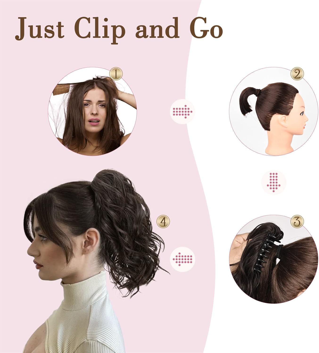 REECHO claw clip ponytail hair extensions for easy, quick styling with a natural look