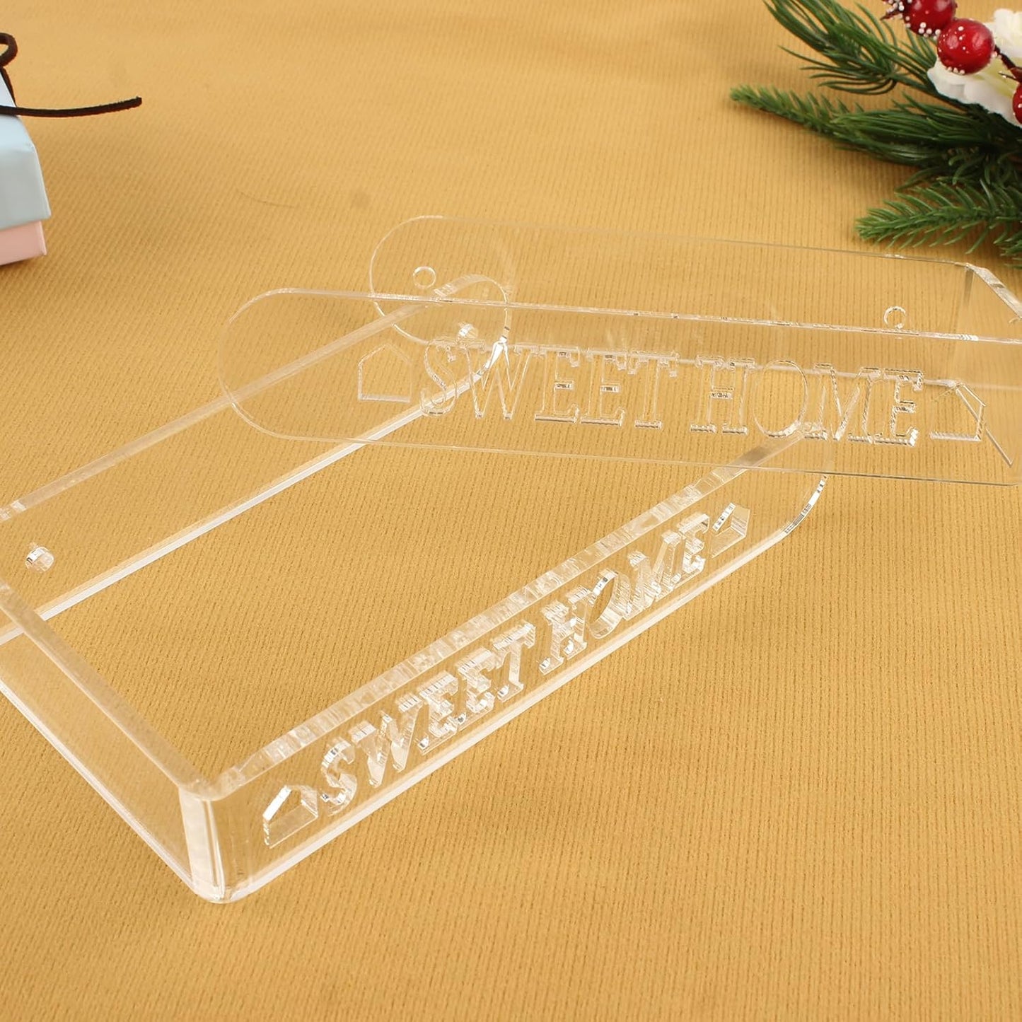 QOPAHI clear acrylic curtain holdbacks with Sweet Home design for elegant window decor