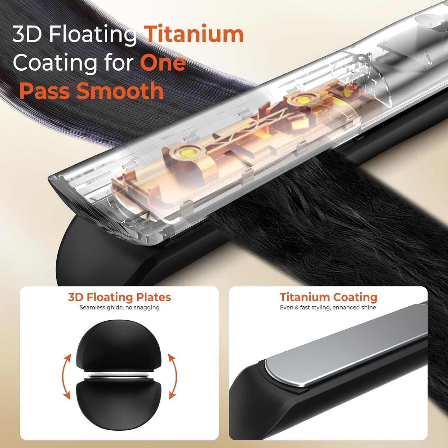 Mogawave cordless hair straightener and curler featuring 3D floating titanium coating for smooth styling