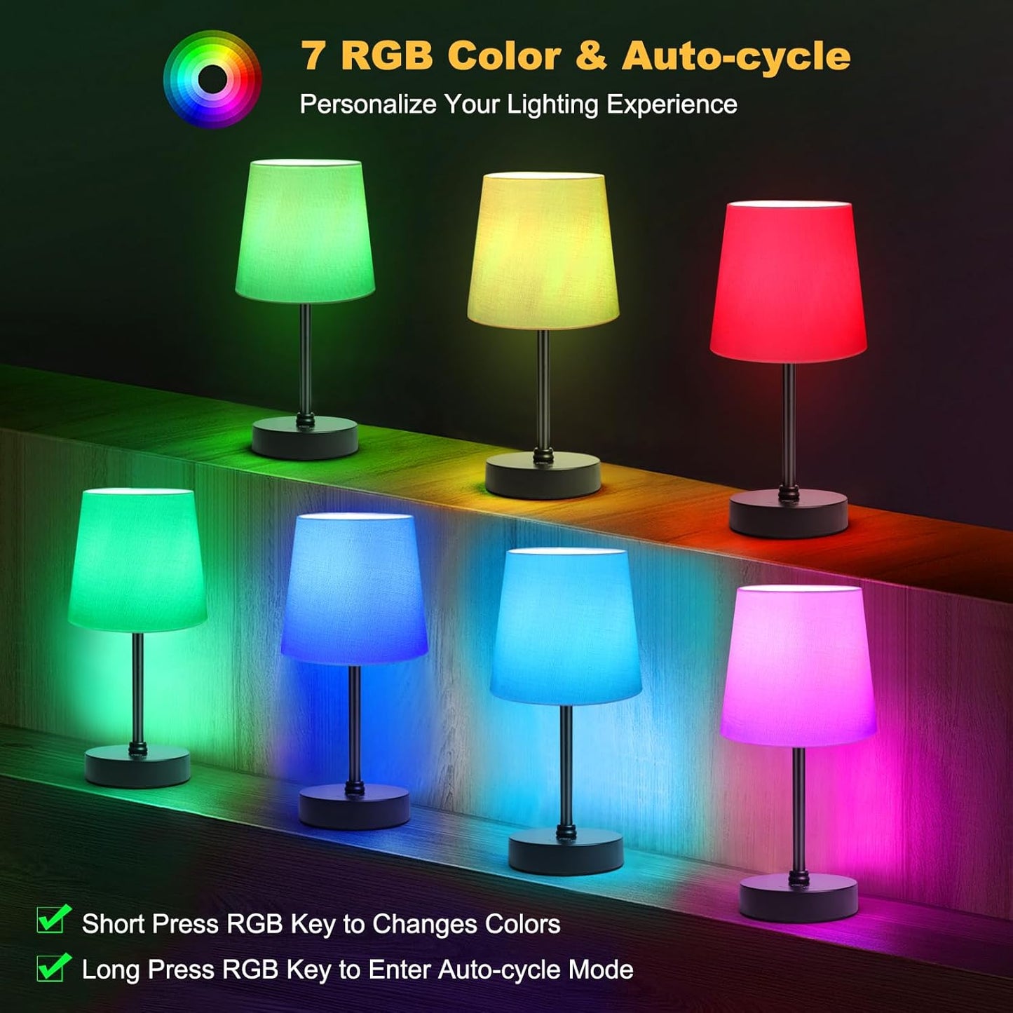 Smanu cordless rechargeable table lamp in 7 RGB colours for personalised lighting experience