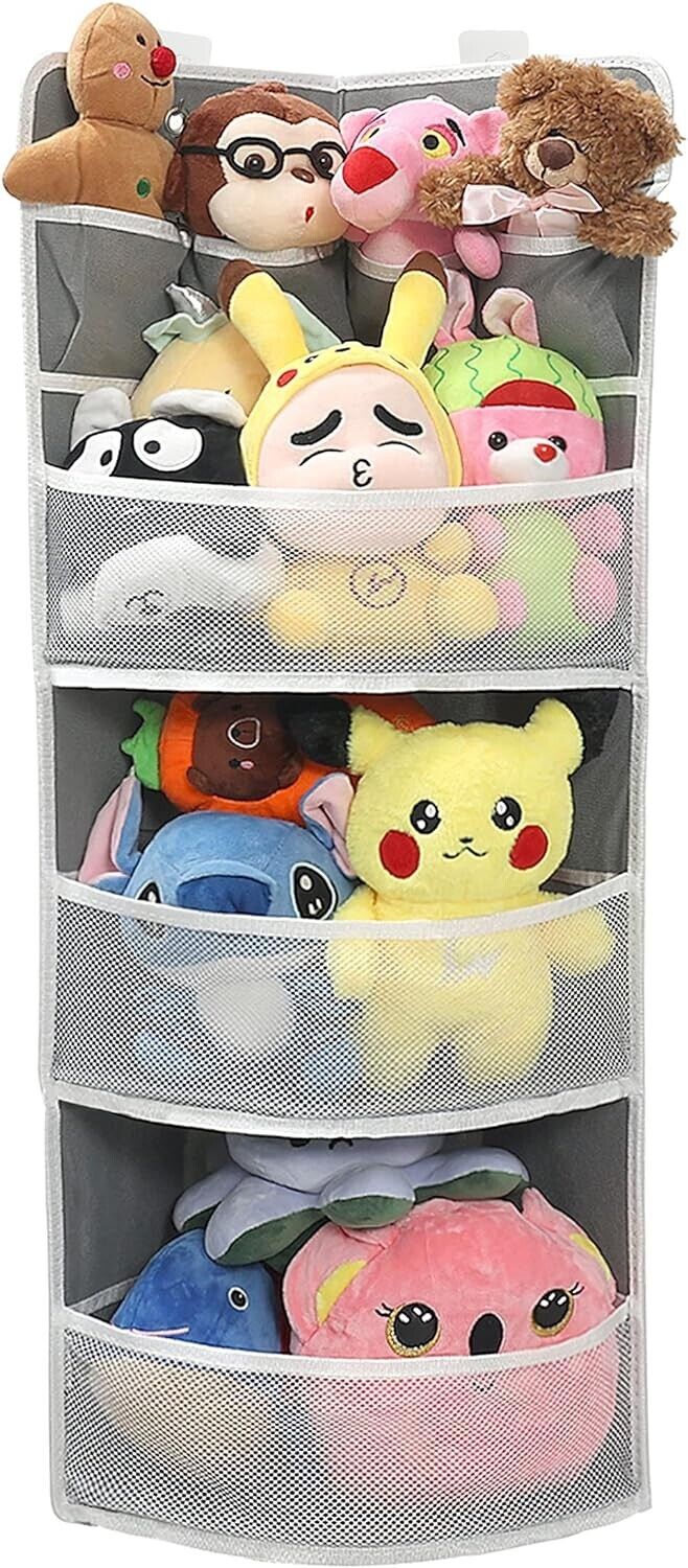 JarM corner hanging 3 tier shelf for storing and displaying plush toys efficiently