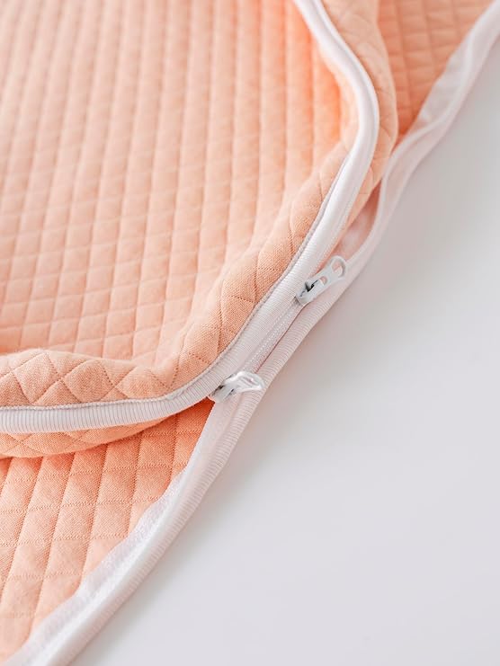 Soft peach cotton baby sleep sack 1.2 tog with a zip for easy dressing and comfort