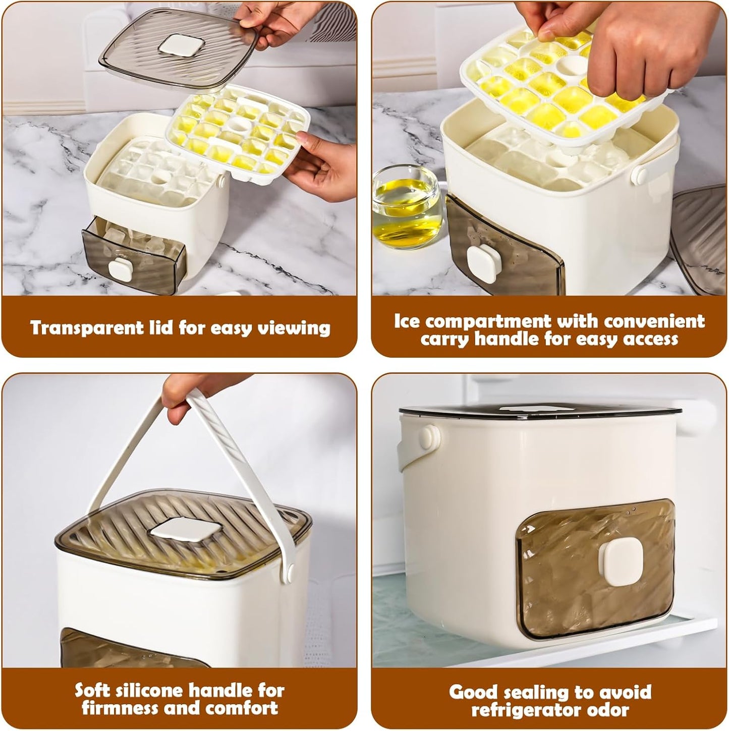 Countertop ice maker machine with transparent lid and convenient carry handle for easy use