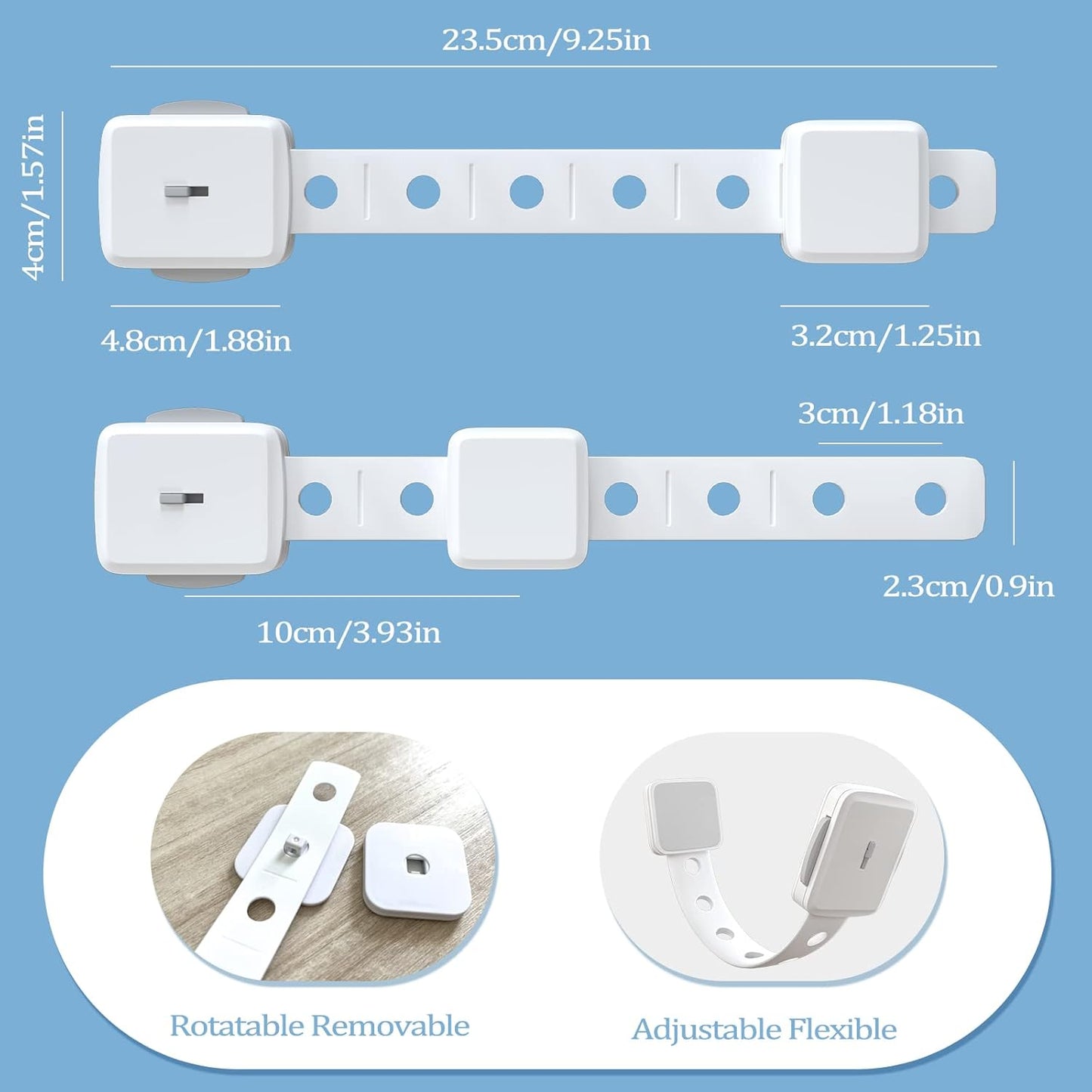 Adjustable ANGNYA cupboard locks for children in white, ensuring safety for little ones in the home