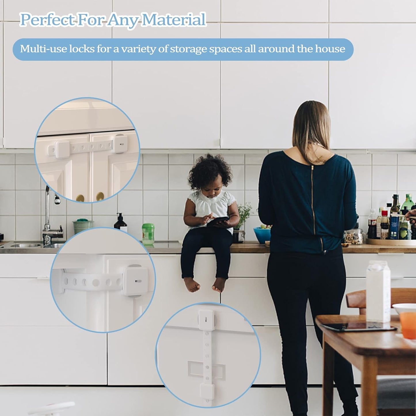 ANGNYA cupboard locks for children on kitchen cabinets ensuring safety for toddlers around the house