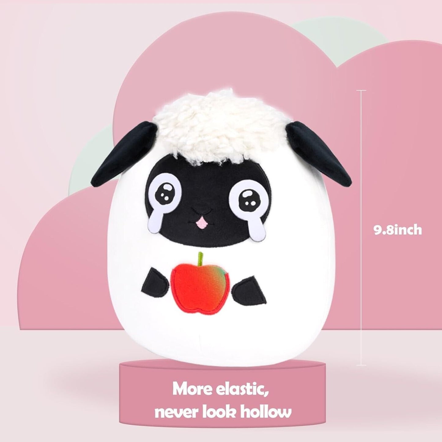Cute sheep plush toy with a friendly face and 9.8-inch height, perfect for cuddling and decoration