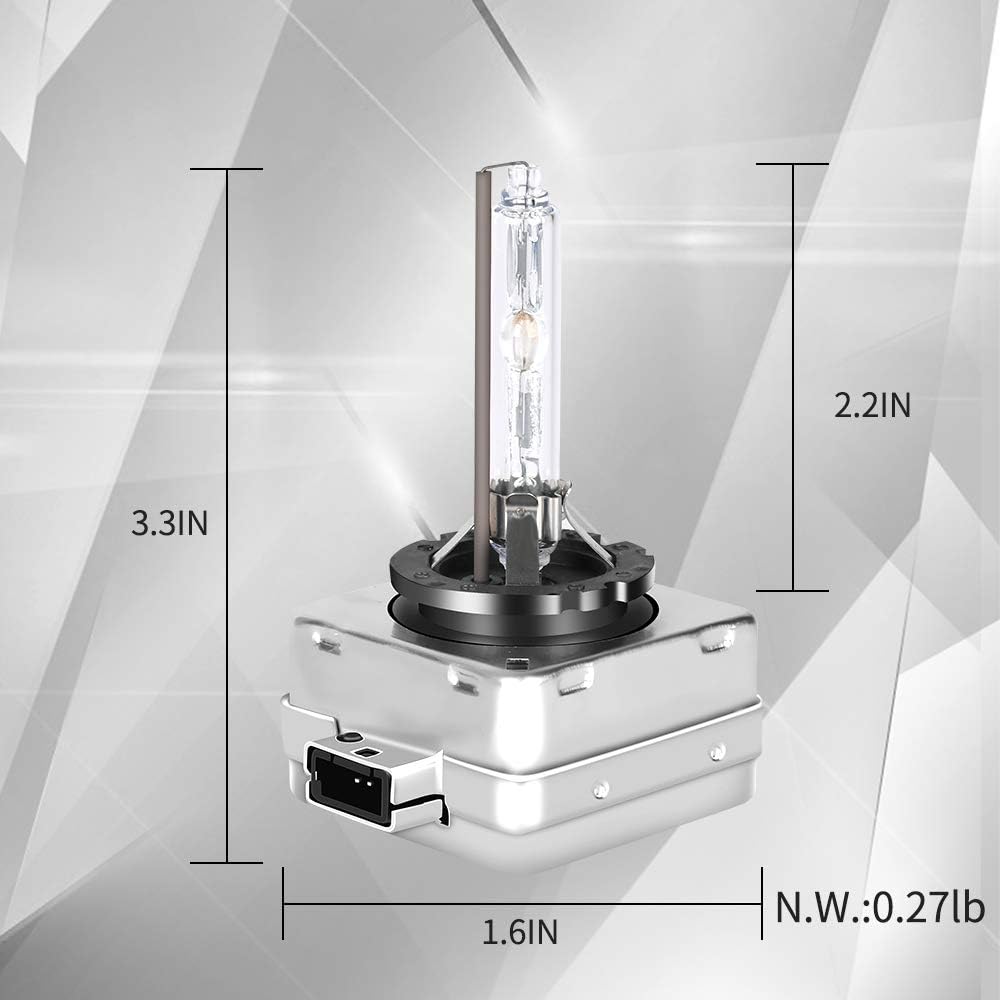 D3S xenon bulb replacement with dimensions of 3.3 inches by 2.2 inches for efficient lighting