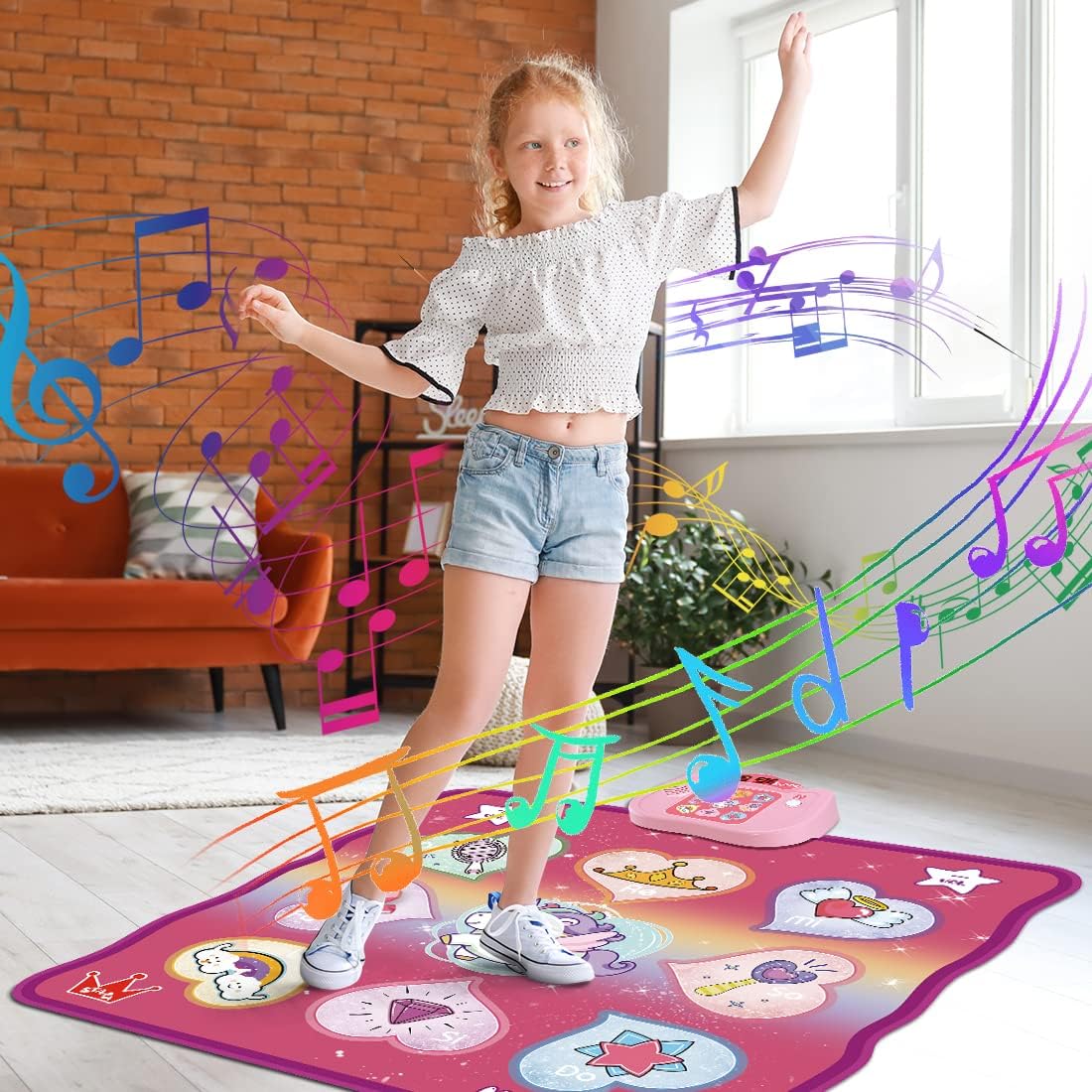 BEERYFUN dance mat toys for girls featuring colourful music notes and interactive dance gameplay