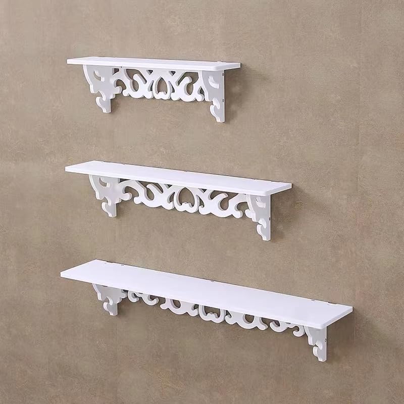 Kokay-xy decorative floating shelves set in white with intricate cut-out designs for home decor