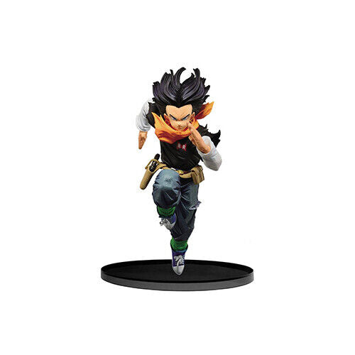 Banpresto Dragon Ball Z Android 17 collectible figure in dynamic running pose on a black display base