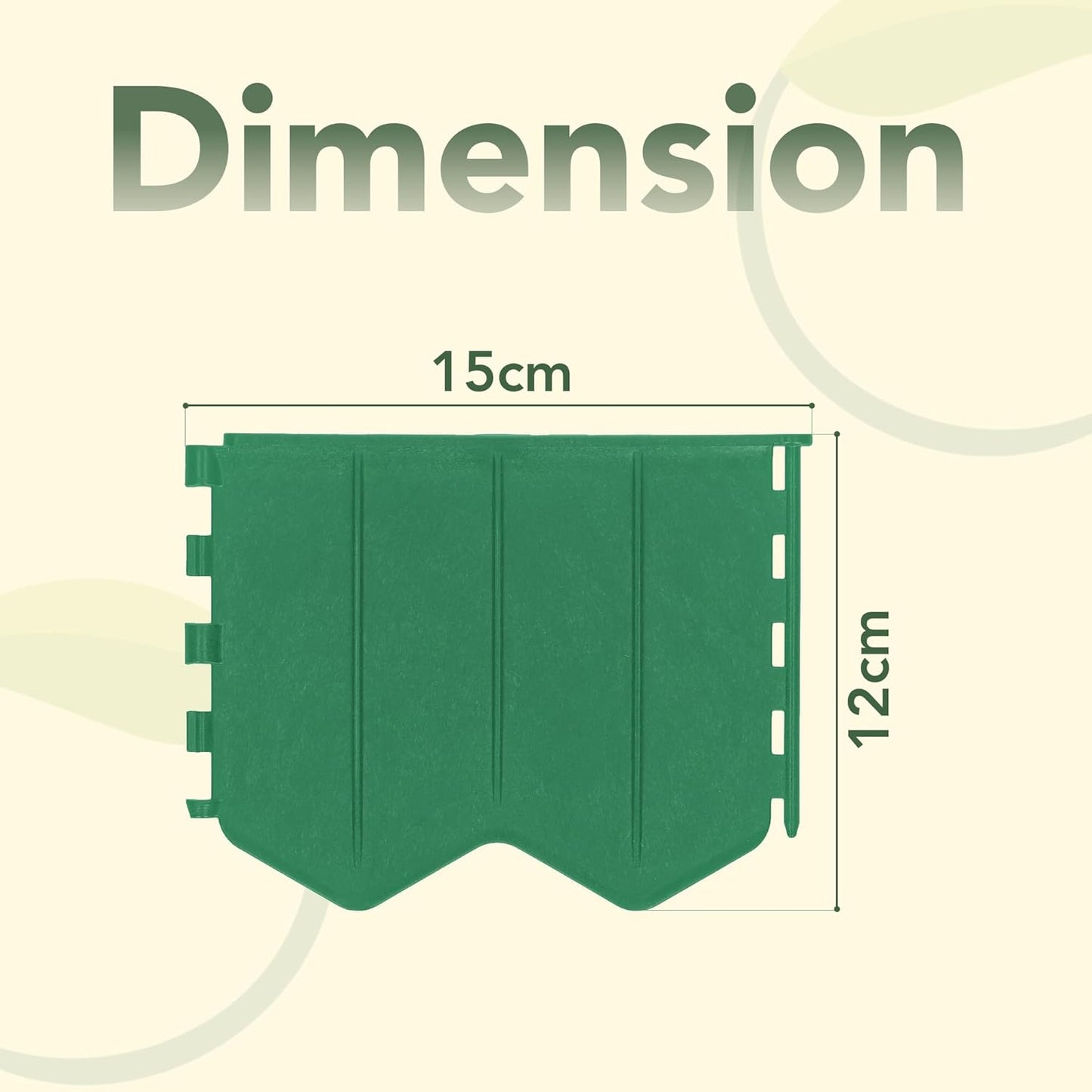GARDENIX easy install lawn edging segment measuring 15cm by 12cm in green colour
