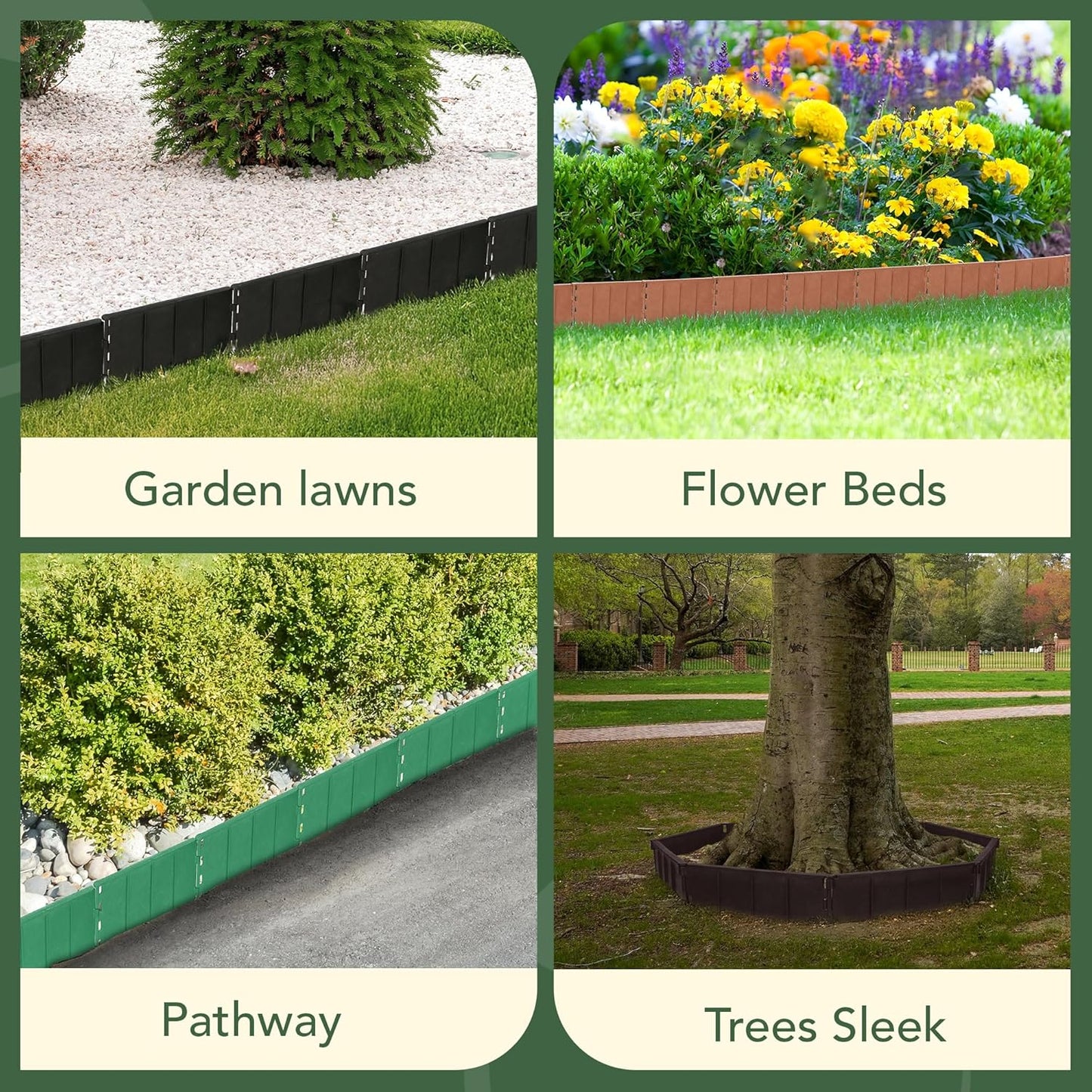 GARDENIX easy install lawn edging perfect for garden lawns, flower beds, pathways, and tree bases