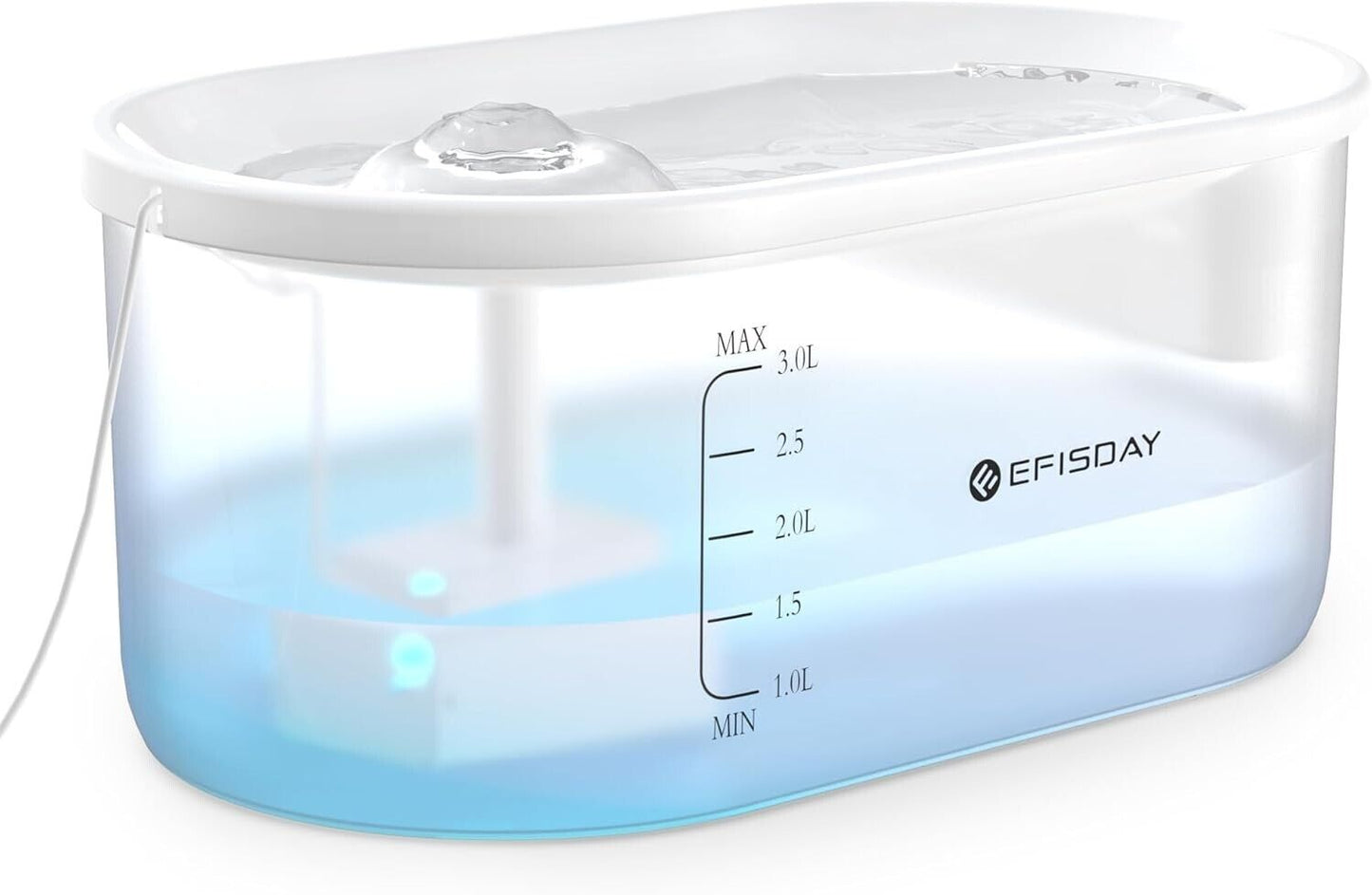 Automatic pet water fountain with clear reservoir and water level indicators for pets hydration