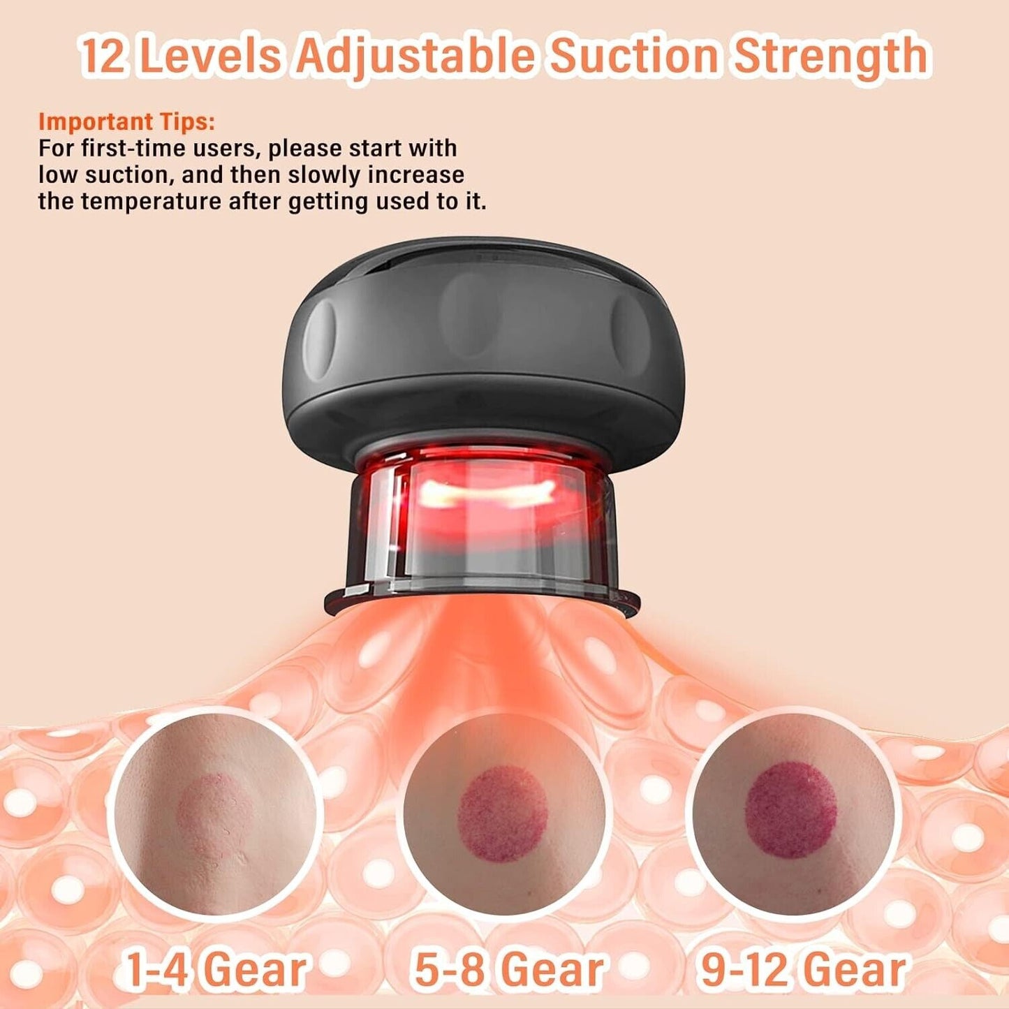 Emooncn electric cupping therapy device with adjustable suction strength for effective therapy sessions