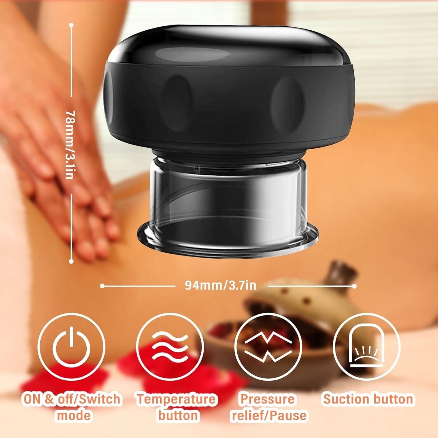 Emooncn electric cupping therapy device with adjustable temperature and suction control for effective massage