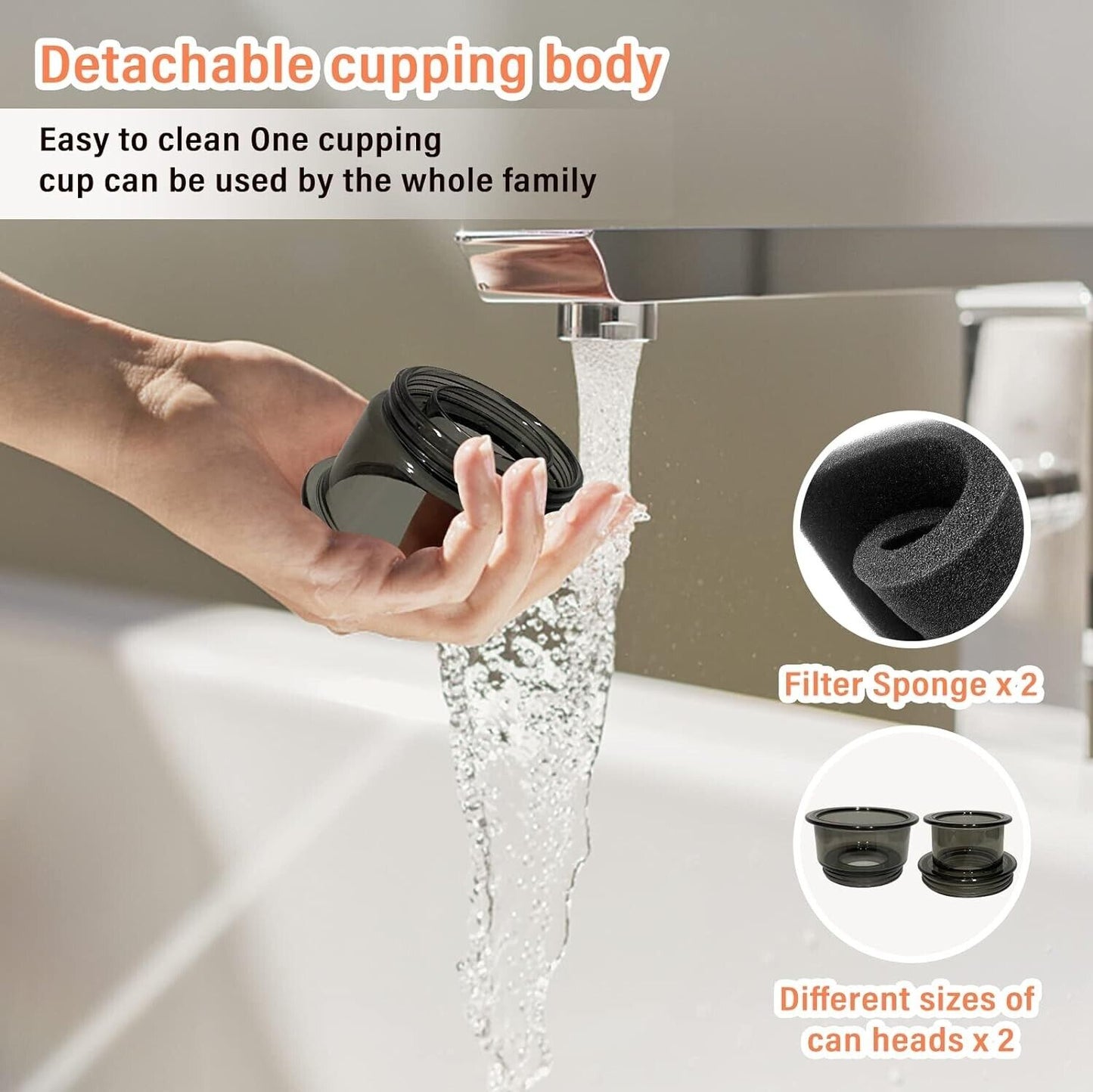 Emooncn electric cupping therapy device with detachable cupping body and easy clean feature