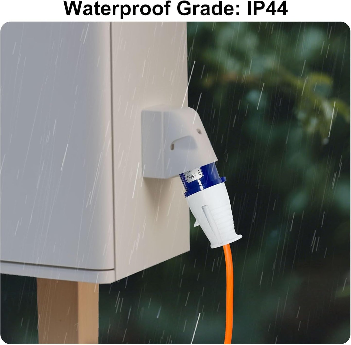 Anesty 10m electric hook up cable for camping suited for outdoor use with waterproof IP44 grading