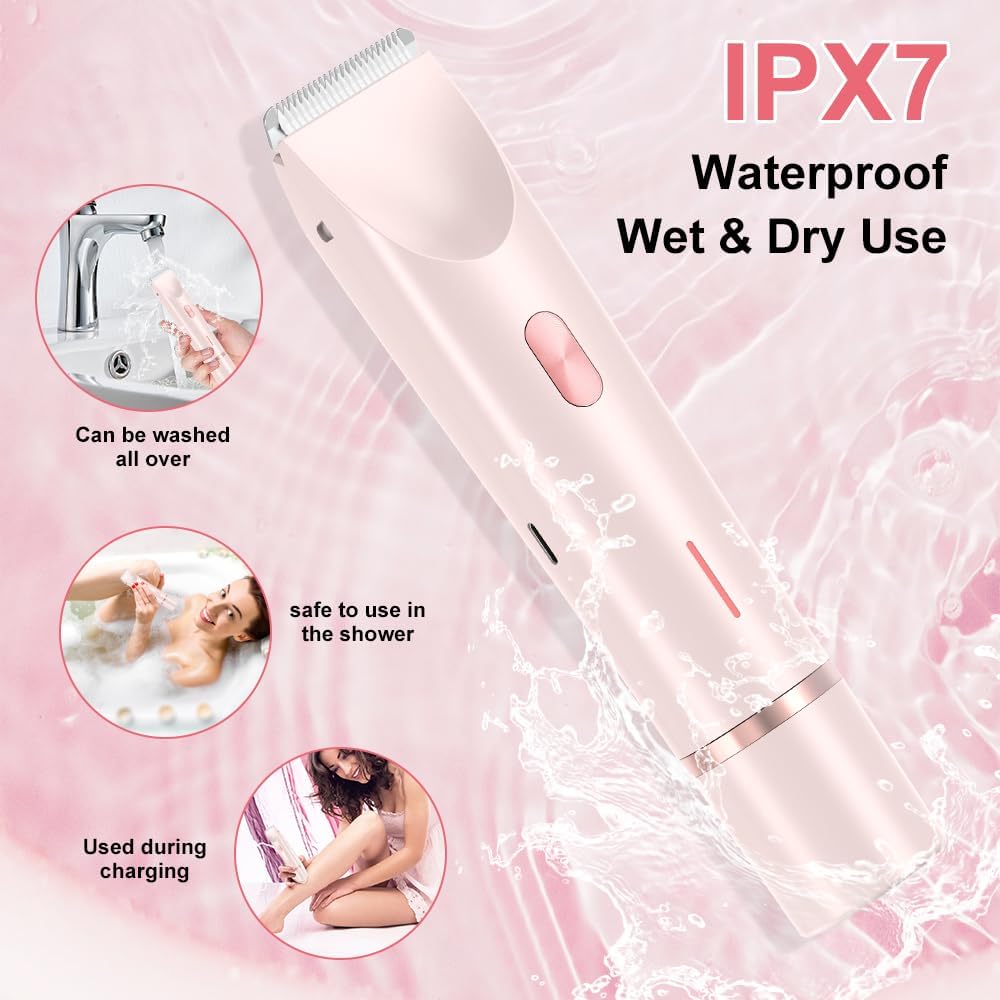 JINPUS electric lady shaver for women in pink, waterproof design for wet and dry use