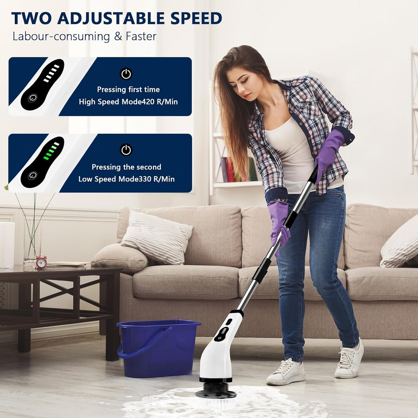 Newthinking electric spin scrubber for bathroom with adjustable speed settings for easy cleaning