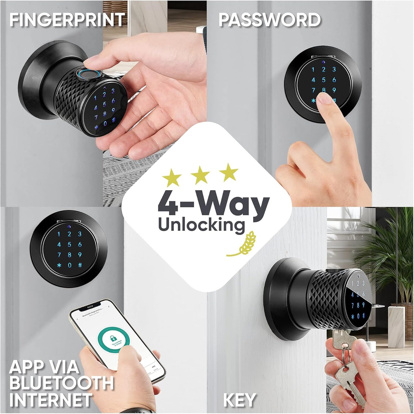 Bravex smart door lock with fingerprint for secure keyless entry and app control options