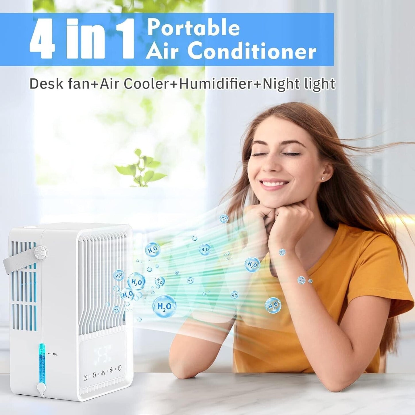 4 in 1 portable air conditioner with evaporative cooling desktop fan and humidifier for personal comfort