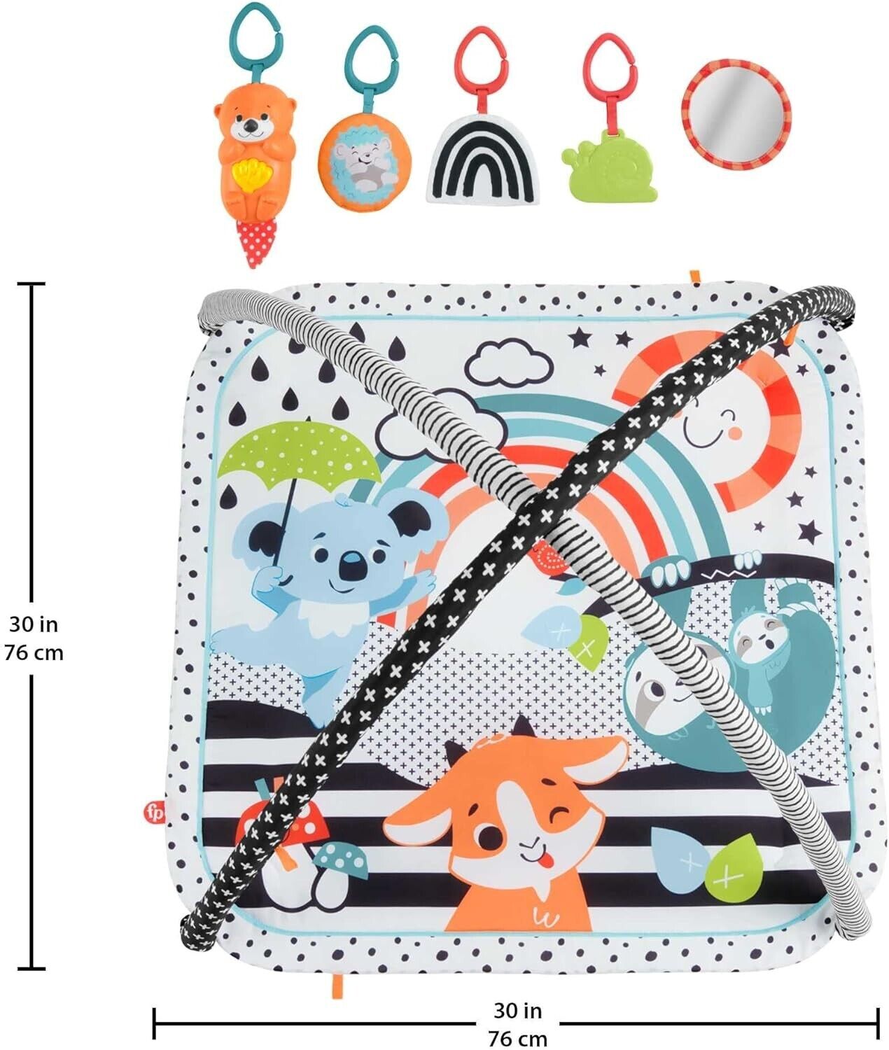 Fisher Price 3 in 1 gym newborn playset with colourful animals and hanging toys for sensory play