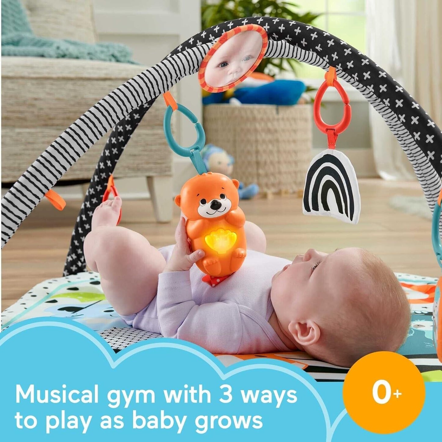 Fisher Price 3 in 1 gym newborn playset with toys and a musical feature for developing infants