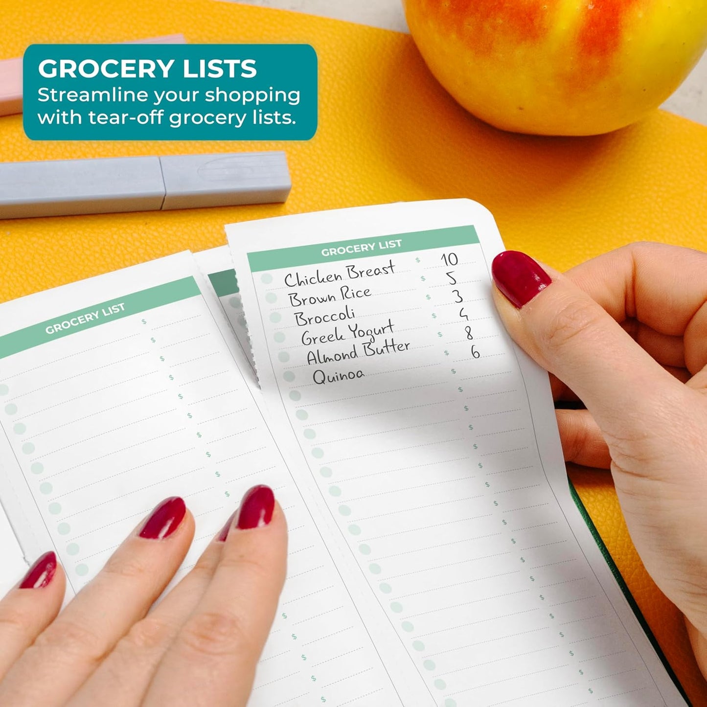 Clever Fox Fitness and Food Journal with tear-off grocery lists for efficient shopping