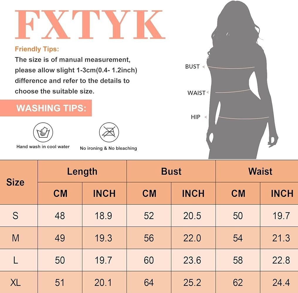 Size chart for women's shaping bodysuit XL with measurements for bust and waist