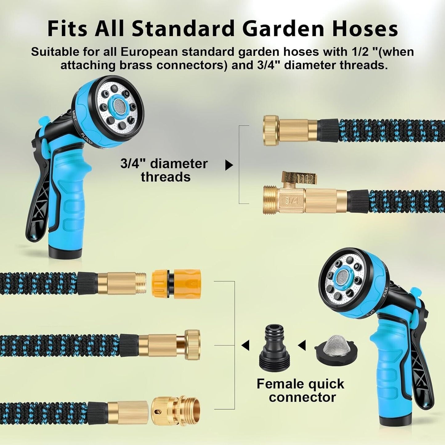 Hose pipe spray gun for garden with ergonomic design, compatible with standard garden hoses
