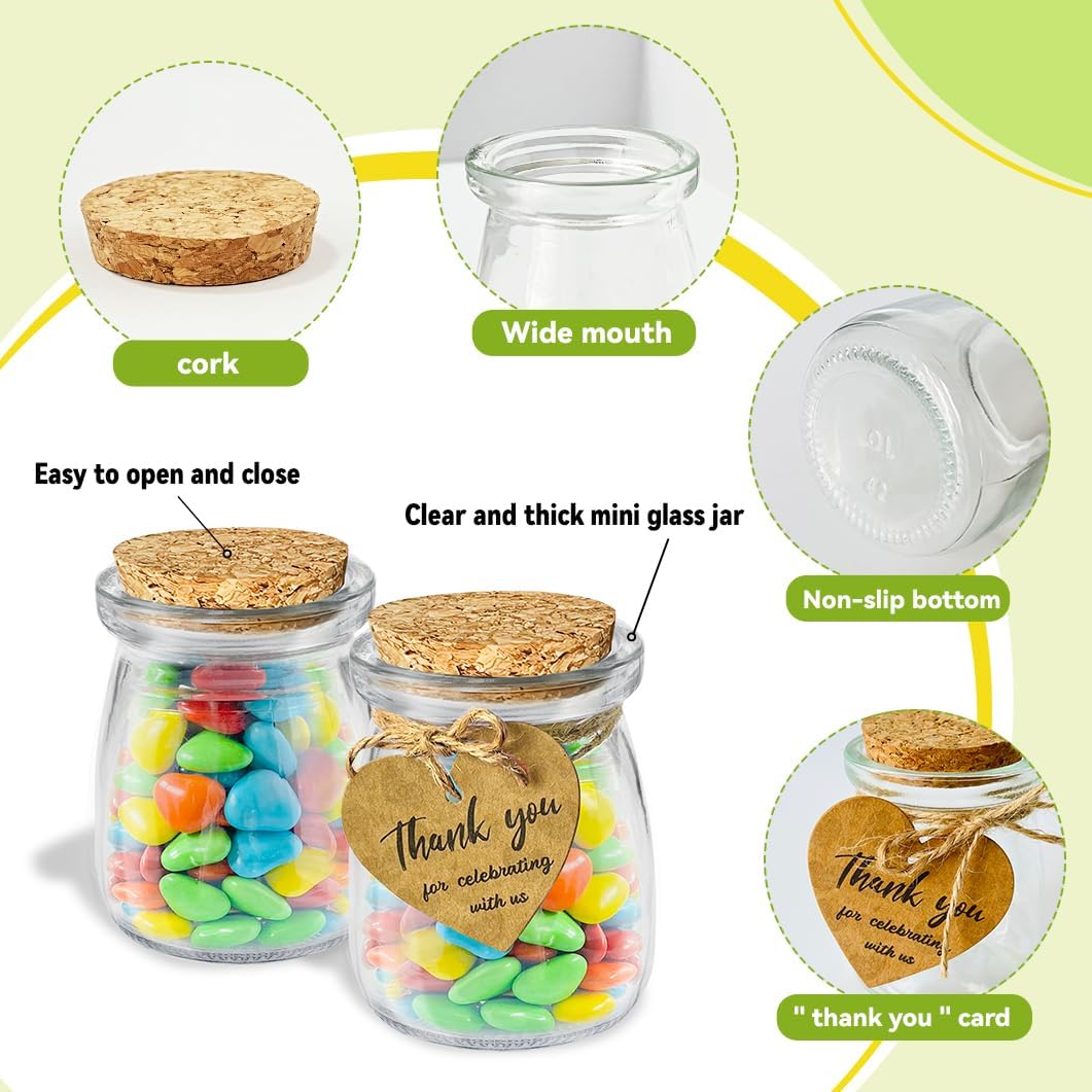 AIXIANG Mini Glass Jars with Cork Lids featuring Wide Mouth and Non-slip Bottom, Perfect for Storage