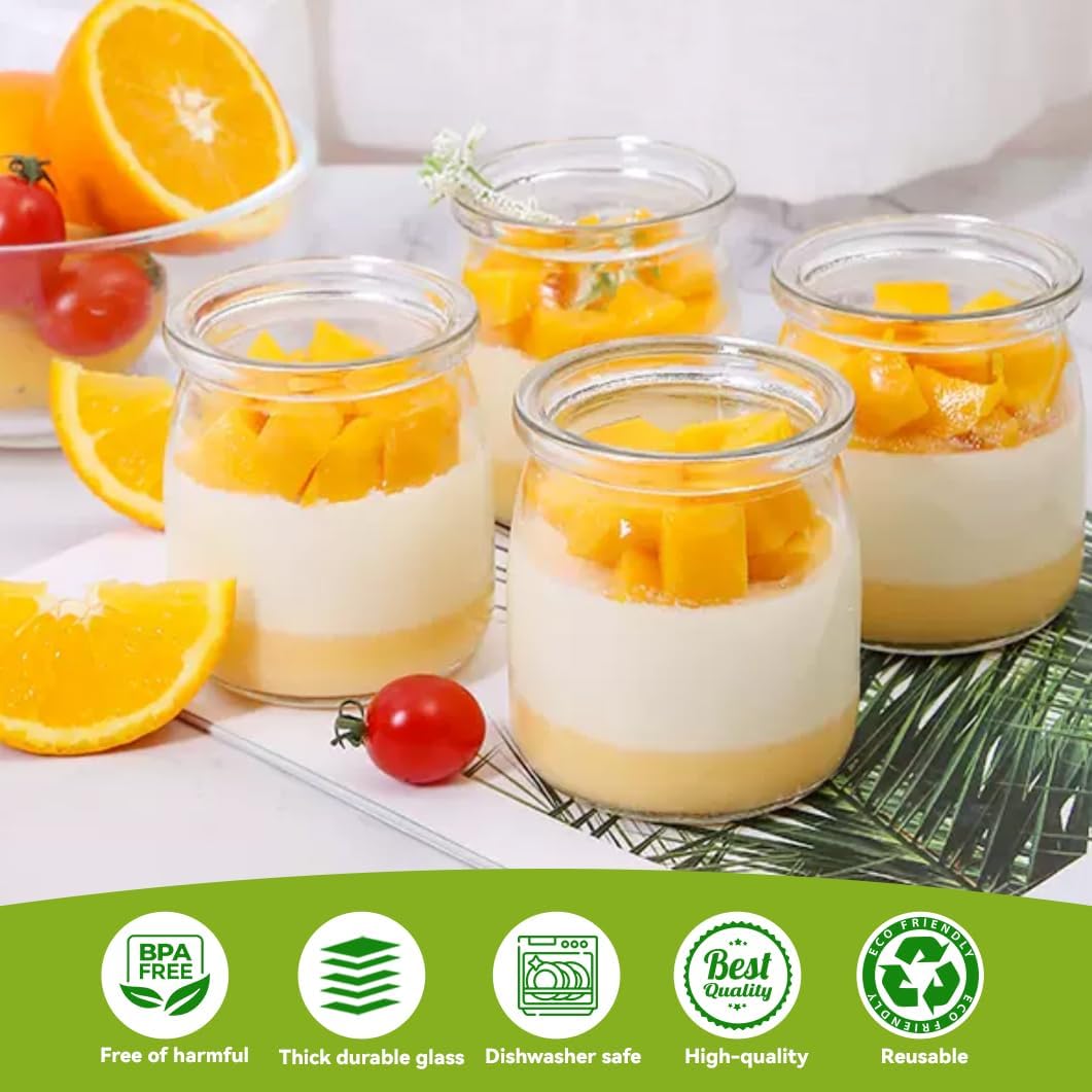 AIXIANG Glass Dessert Jars with Mango and Cream, BPA-free, Dishwasher safe, Set of five