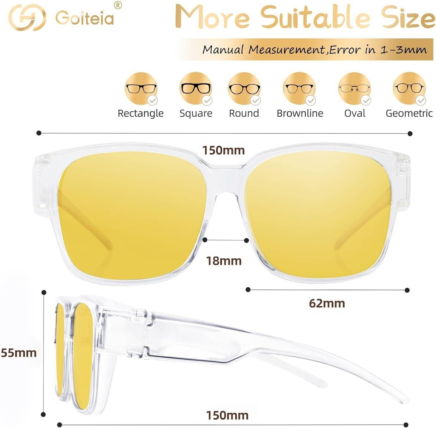 Goiteia night driving glasses for glare reduction with stylish clear frames and yellow lenses for optimal visibility