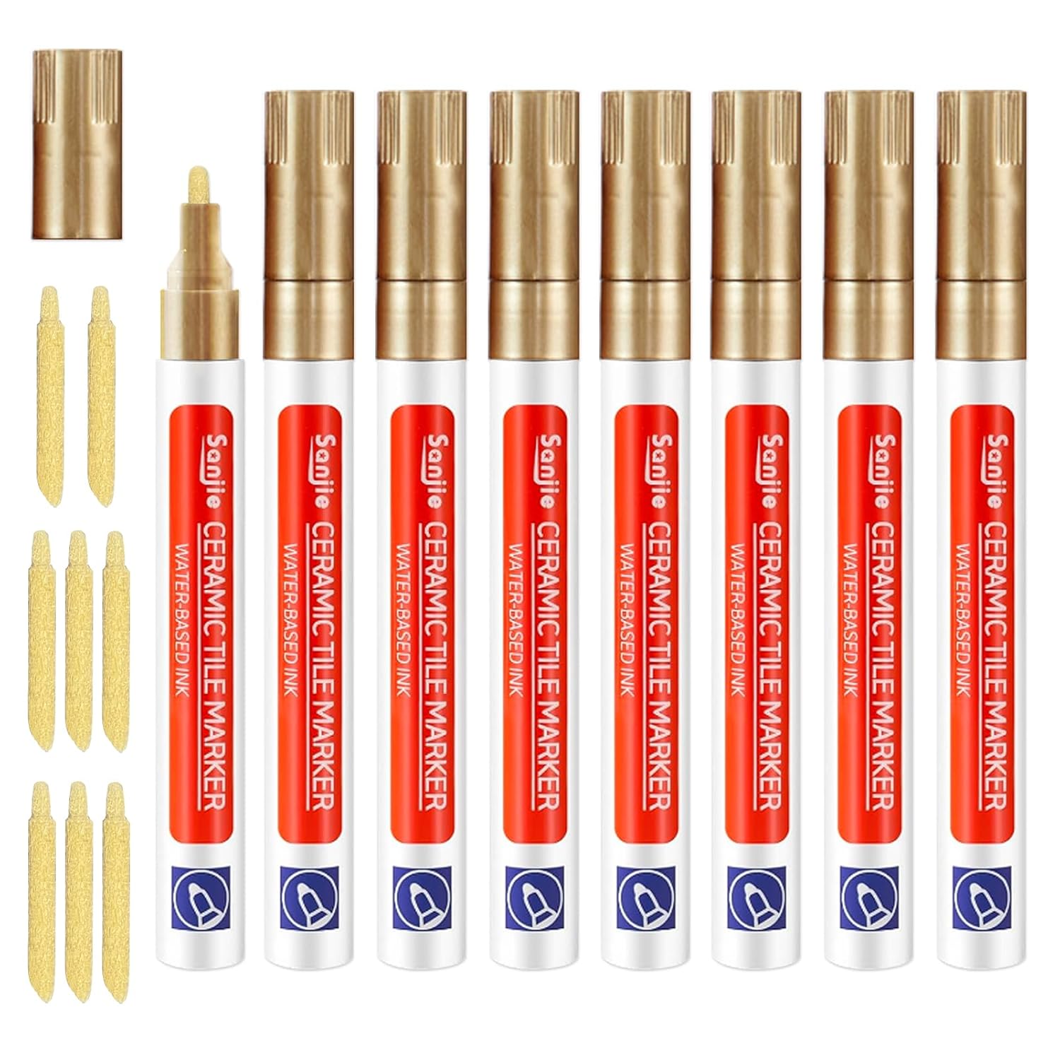 Sanjie grout pen for tile repair set with eight ceramic tile markers for easy application