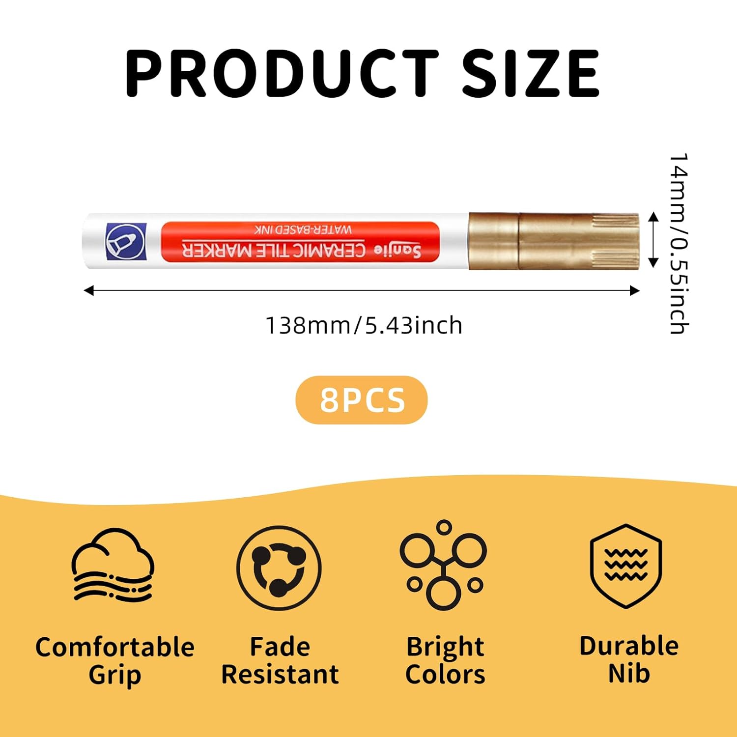 Sanjie grout pen for tile repair with durable nib and comfortable grip in eight pieces