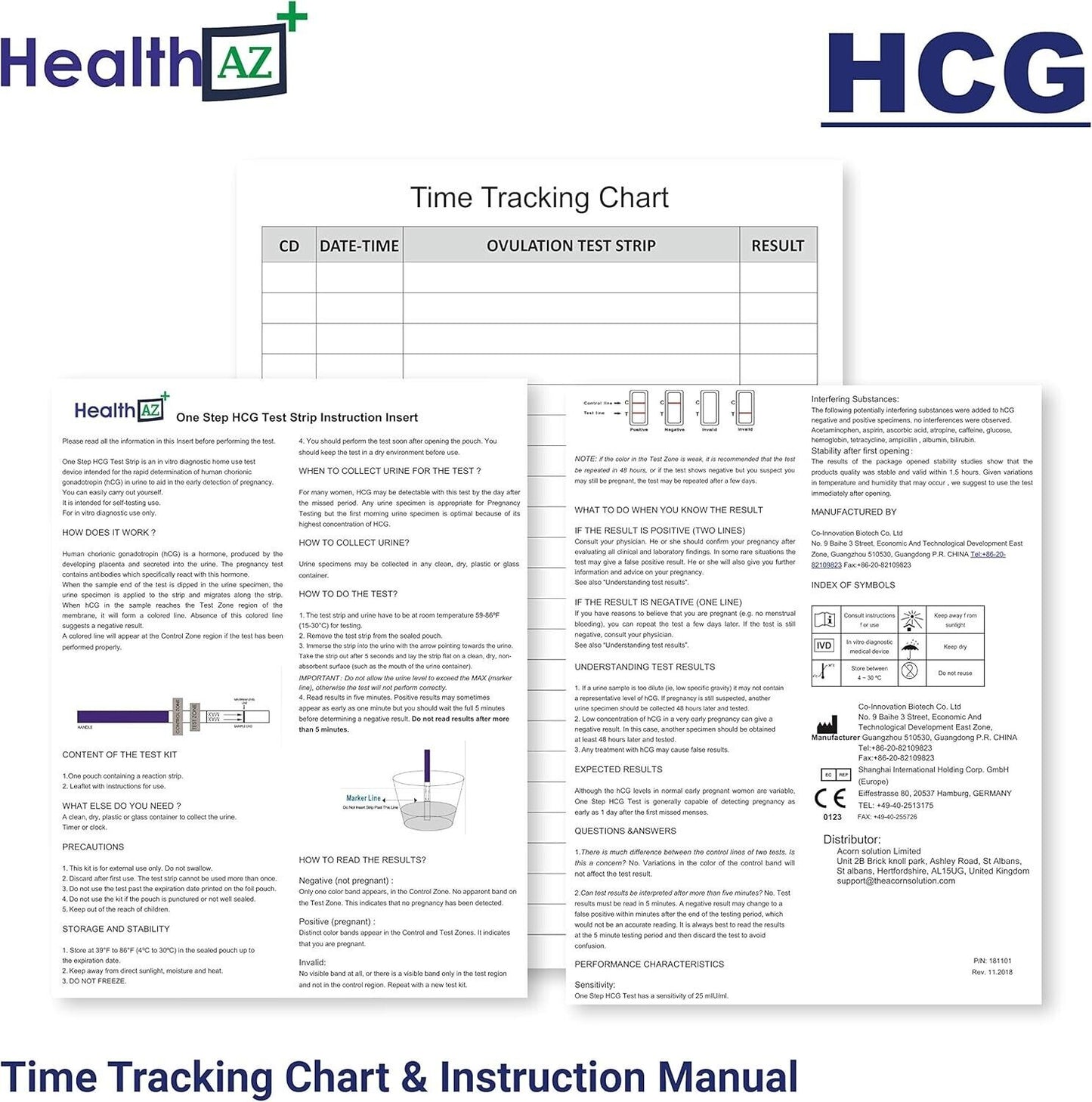 HealthAZ pregnancy test strips with urine cups and instruction manual for accurate results