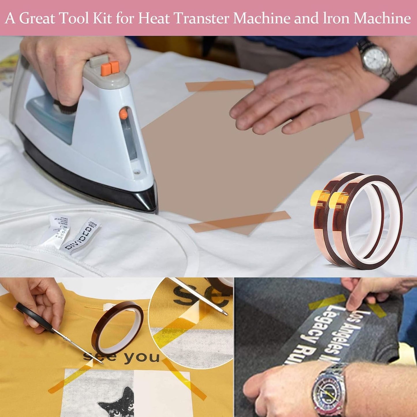 Sublimation shirt tool kit including heat transfer materials and tools for precise application