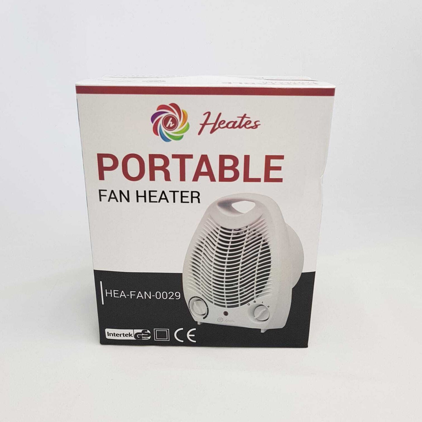 Portable fan heater 2000w in packaging with modern design and adjustable settings