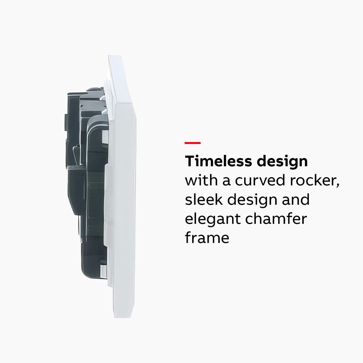 Inora 2 gang switched socket with timeless design and sleek chamfer frame for stylish home interiors