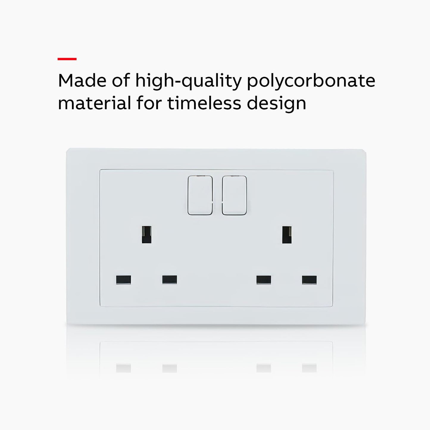 Inora 2 gang switched socket made of high-quality polycarbonate for durability and stylish design
