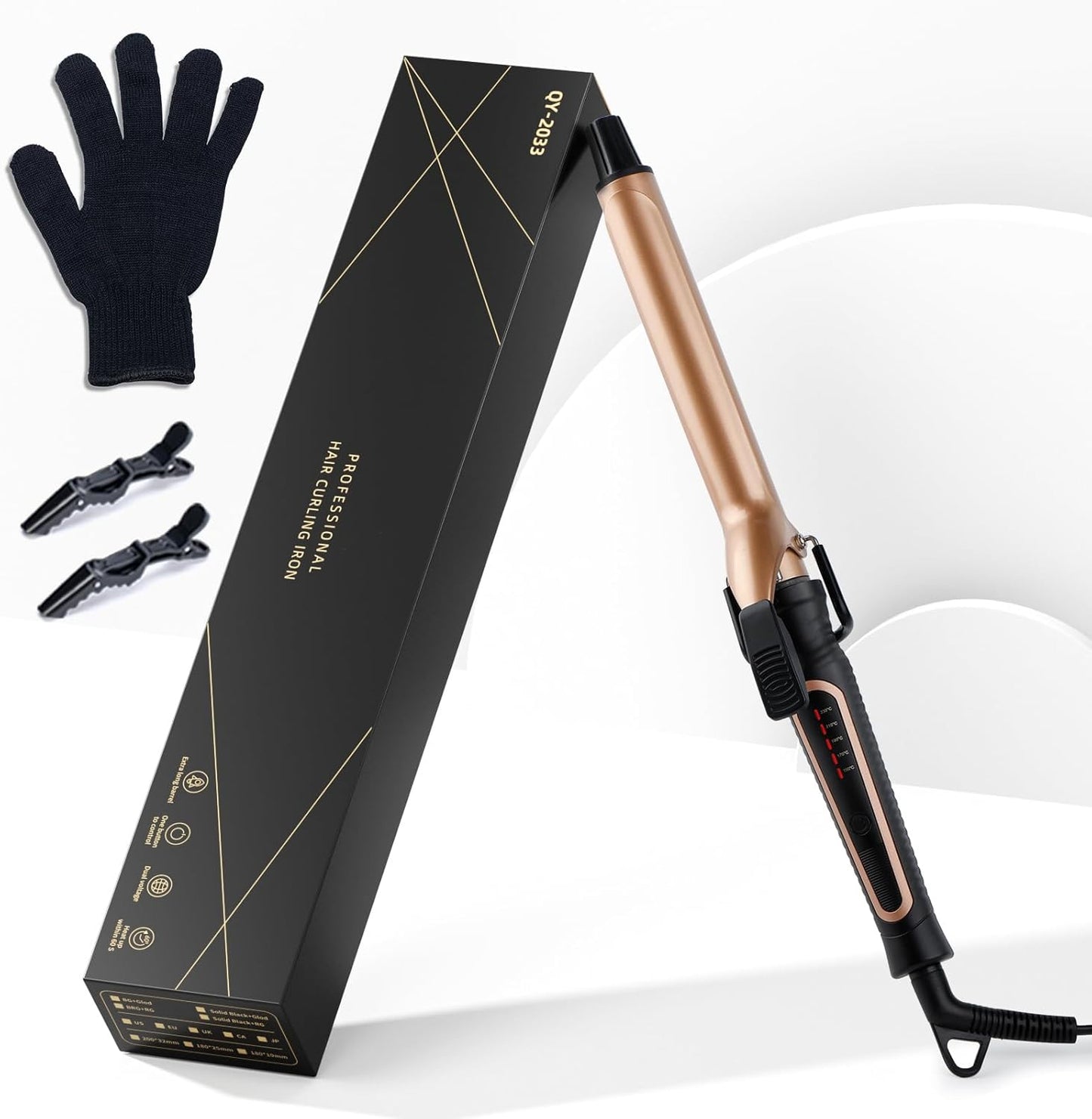 Itari 25mm hair curlers with protective glove and clips for professional styling