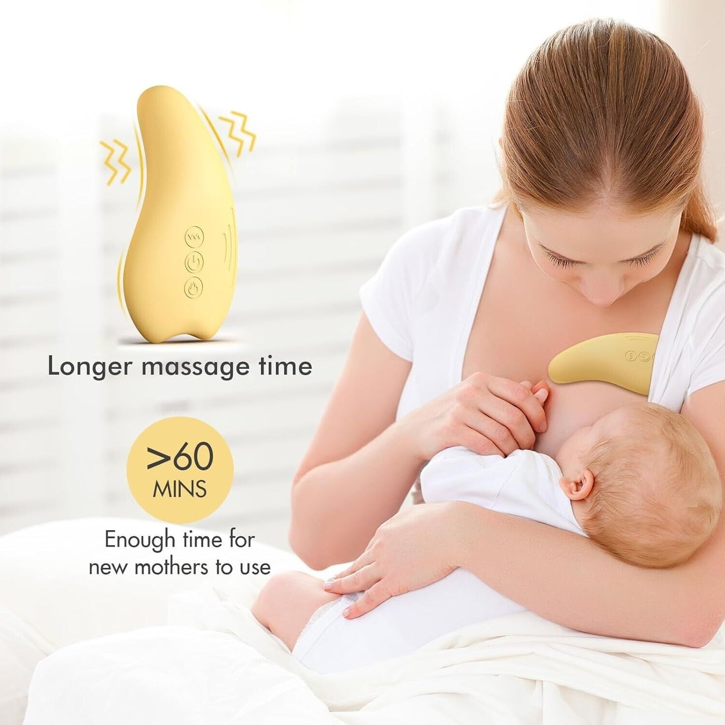 Kisdream breast massager for breastfeeding offering over 60 minutes of soothing massage for new mothers
