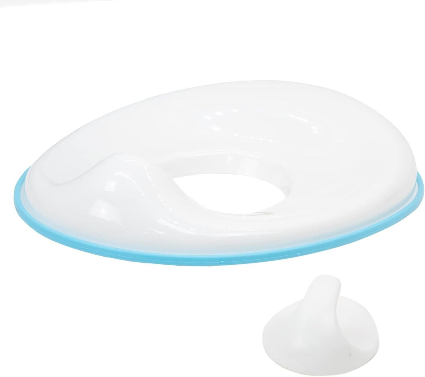 Coozi kids potty training seat in white with blue trim for easy toilet training