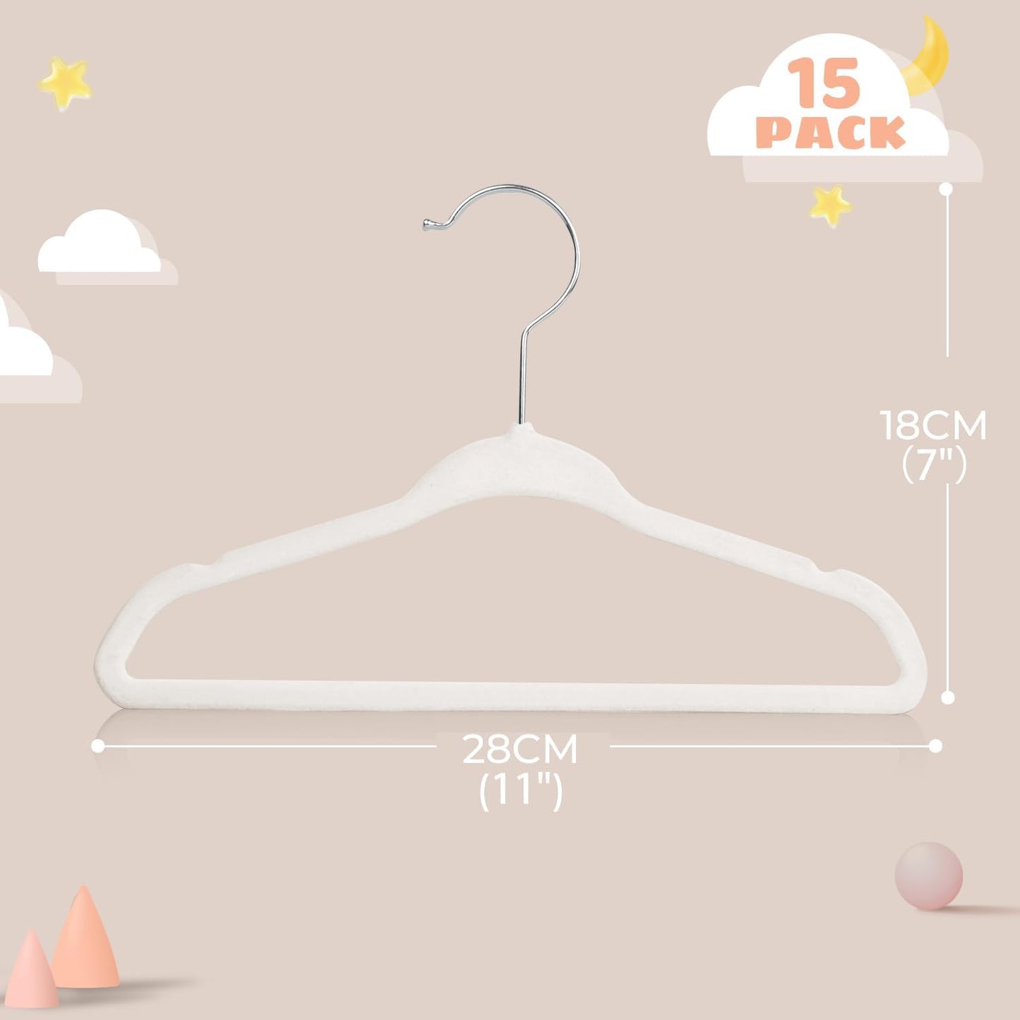 MangoKit kids velvet hangers 30 pack in white, designed for delicate children's clothing